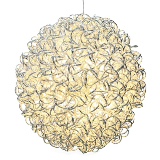 X24S1801 18 in. 120 Lights Spiral LED Warm White Ball, Silver & Warm White